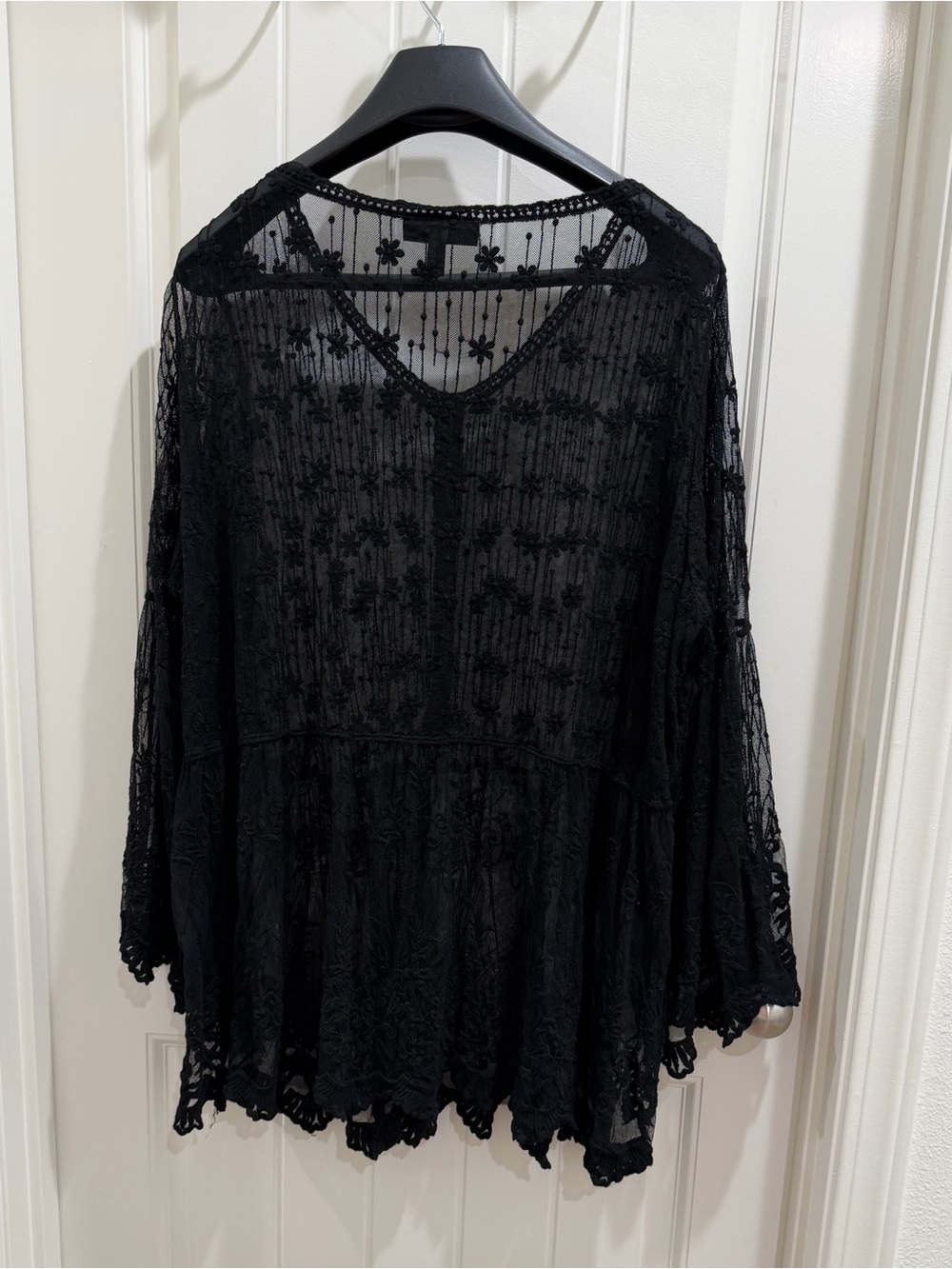 Lane Bryant Black Lace Peasant Tunic